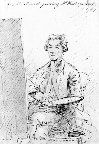 Mr. Stewart malt das Porträt von Mr. West, 1783 von Benjamin West